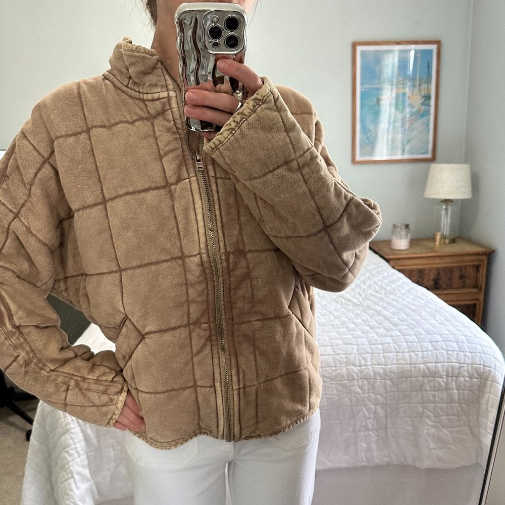 Dolman Quilted Knit Jacket XS - Champagne